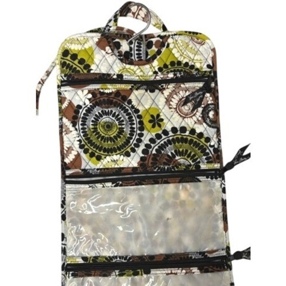 Vera Bradley Coca Moss Hanging Travel Toiletry Organizer Brown Green Medallions - Picture 9 of 11